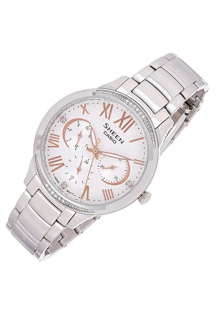 Casio Sheen SHE-3058D-7A Analog Stainless Steel Strap Watch For Women-Watch Portal Philippines