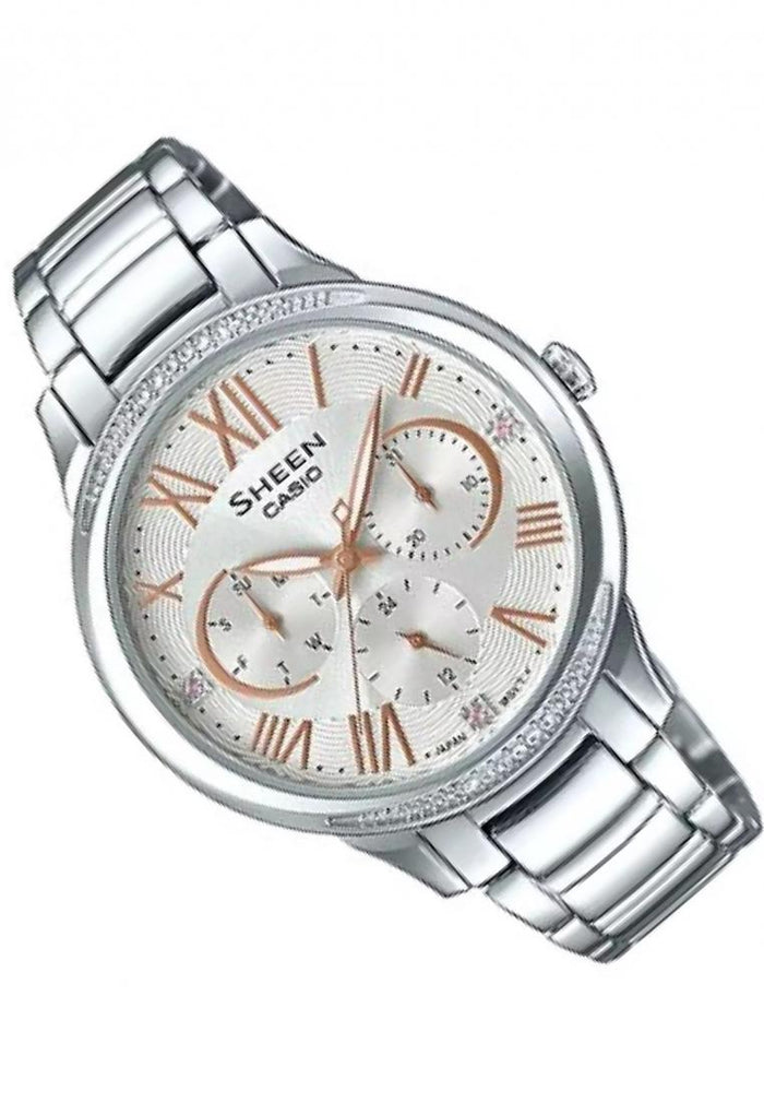 Casio Sheen SHE-3058D-7A Analog Stainless Steel Strap Watch For Women-Watch Portal Philippines