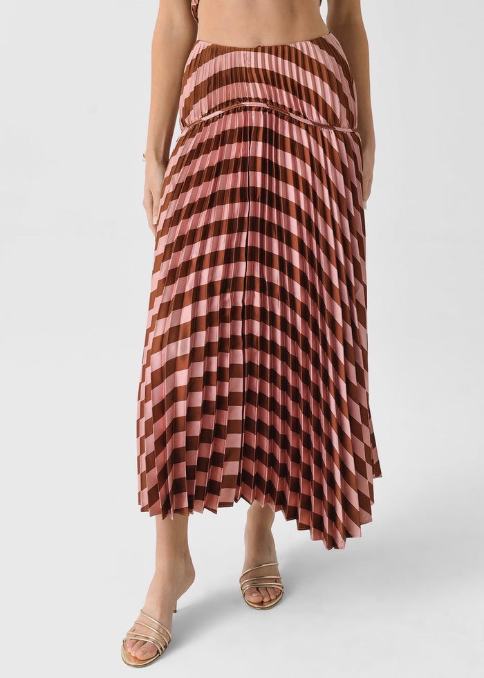 Cersie Pleat Skirt (Blossom Stripe)