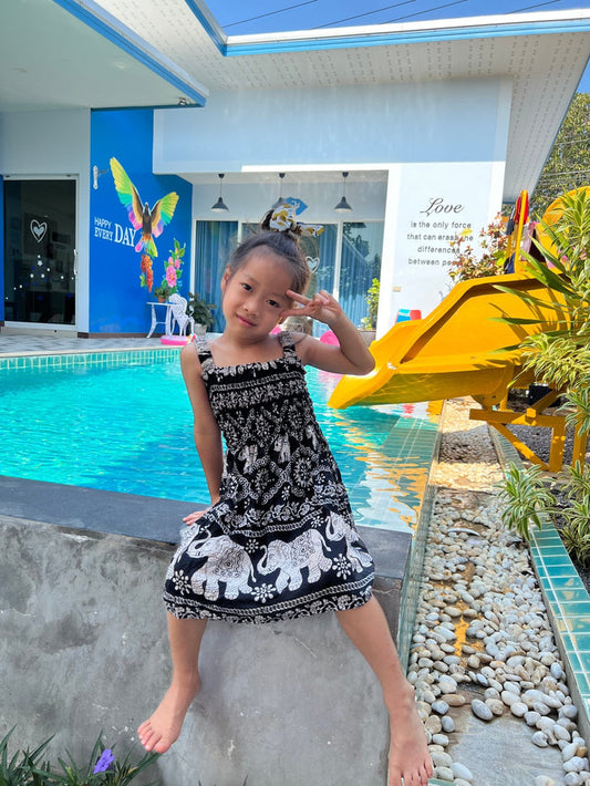 Chain Elephant Kids Summer Dress - Lannaclothesdesign Shop