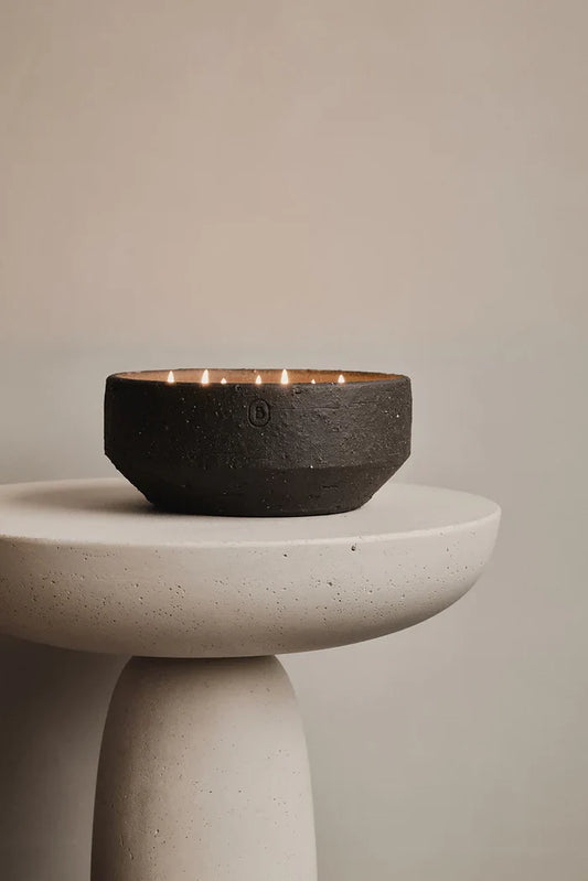 (CHARCOAL BLACK, SWEET WOOD , MEDIUM) THE BARRO SERIES - INDOOR CANDLE - SCENTED