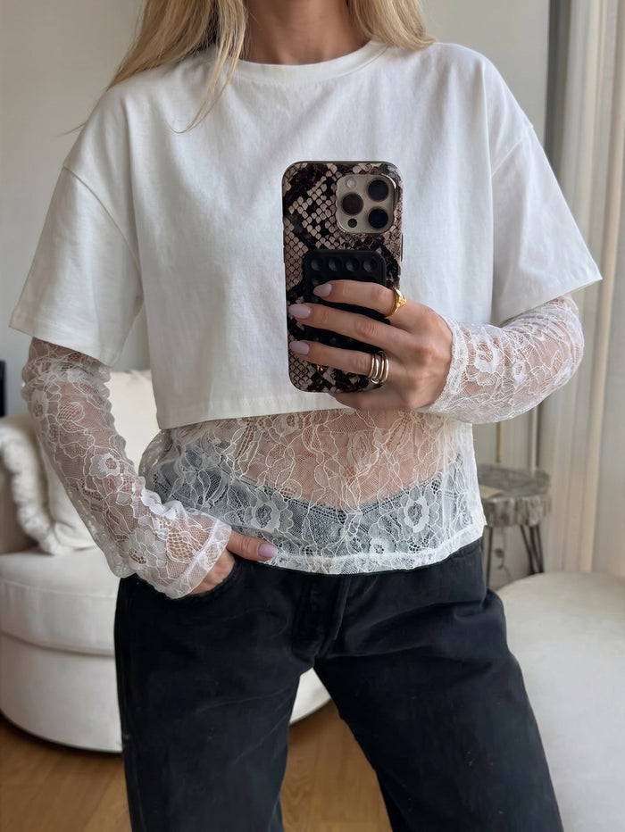 Charlie Lace Top - White