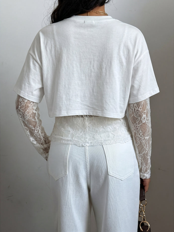 Charlie Lace Top - White