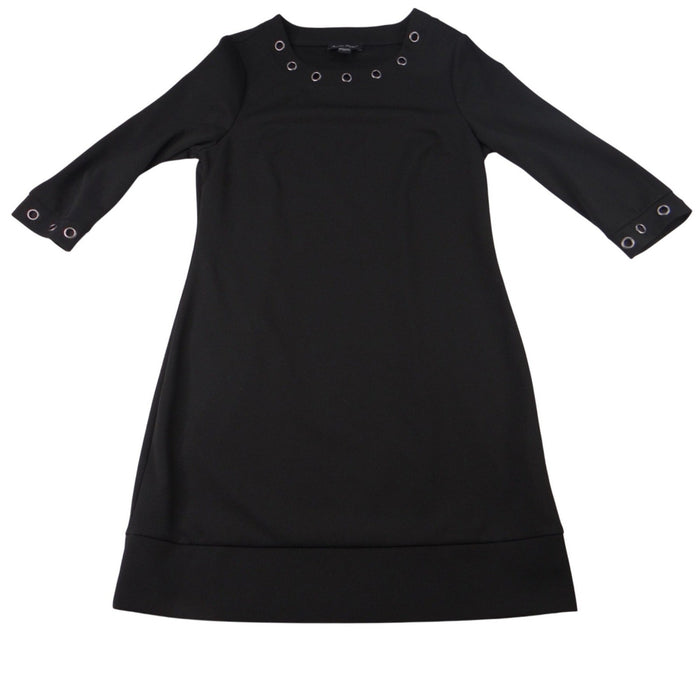 Charlie Paige Black Crew Neck Eyelet Detail 3/4 Sleeve Dress S P0