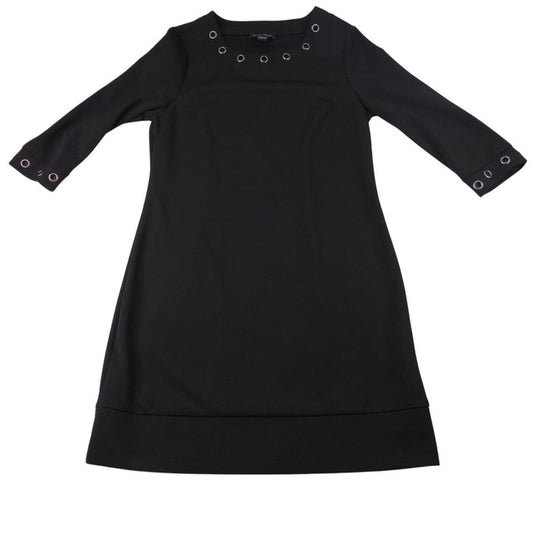 Charlie Paige Black Crew Neck Eyelet Detail 3/4 Sleeve Dress S P0