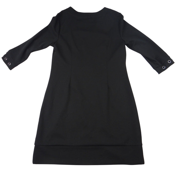 Charlie Paige Black Crew Neck Eyelet Detail 3/4 Sleeve Dress S P2