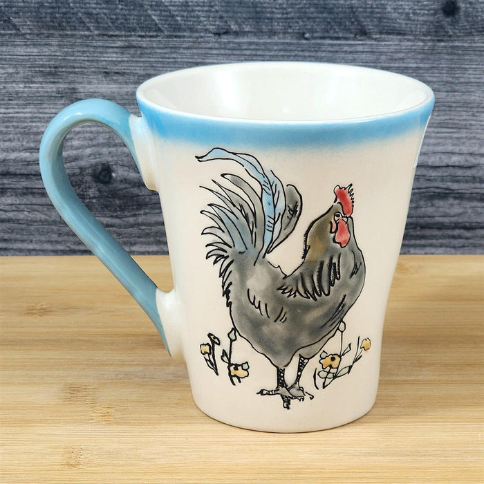 Charlie Rooster Coffee Mug Tea Cup Embossed Ceramic Embossed by Blue Sky 18oz