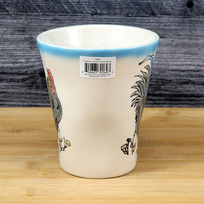 Charlie Rooster Coffee Mug Tea Cup Embossed Ceramic Embossed by Blue Sky 18oz