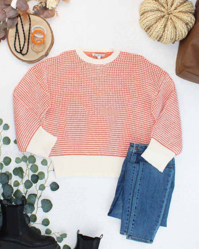 Charlotte Sweater - Orange and Ivory