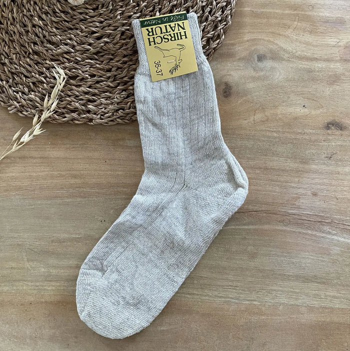 Chaussettes adultes laine, coton bio & lin Hirsch Natur