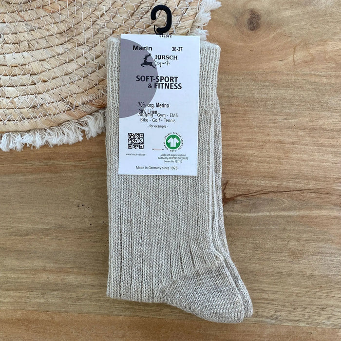 Chaussettes femme en laine & lin bio Hirsch Natur