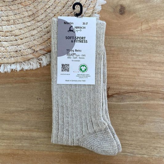 Chaussettes femme en laine & lin bio Hirsch Natur