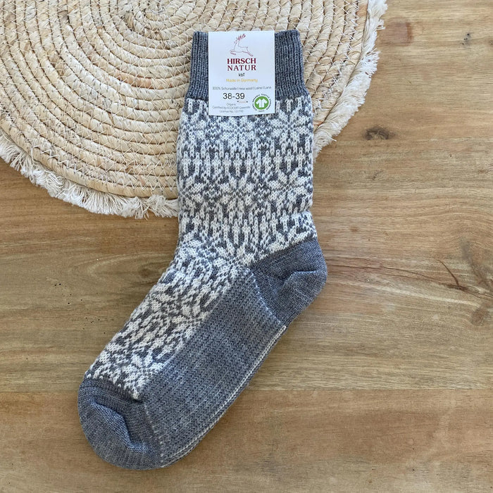 Chaussettes norvégiennes épaisses en laine Hirsch Natur Adulte
