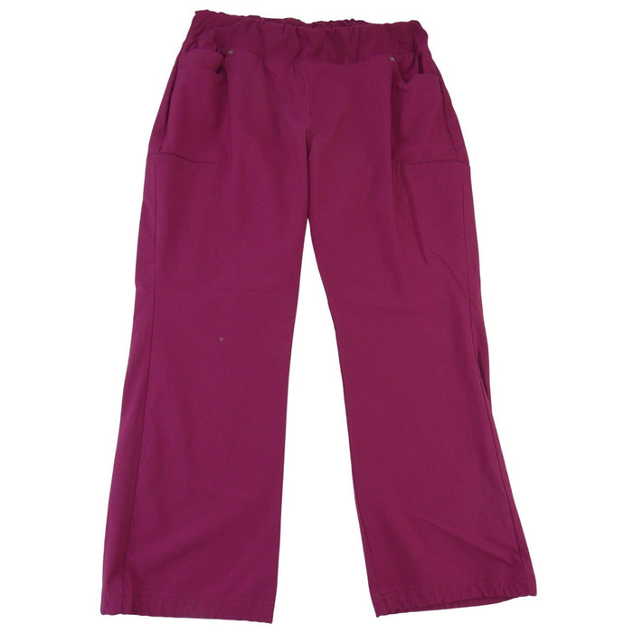 Cherokee Women Magenta Cargo Scrub Pants XL Petite Elastic Waist Medical Uniform0
