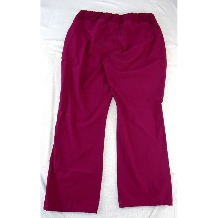 Cherokee Women Magenta Cargo Scrub Pants XL Petite Elastic Waist Medical Uniform1