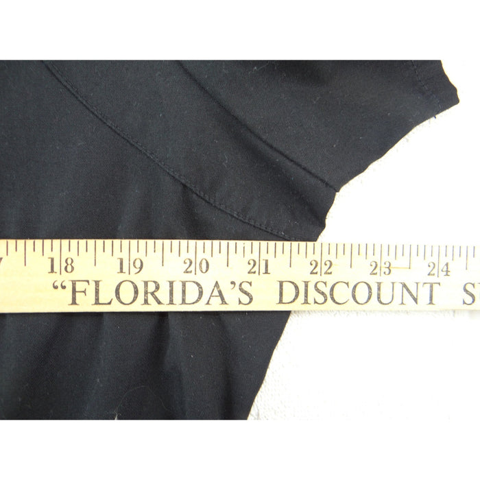 Cherokee Workwear Black Scrub Top Womens Large Notched V Neck Cinched Back 22232