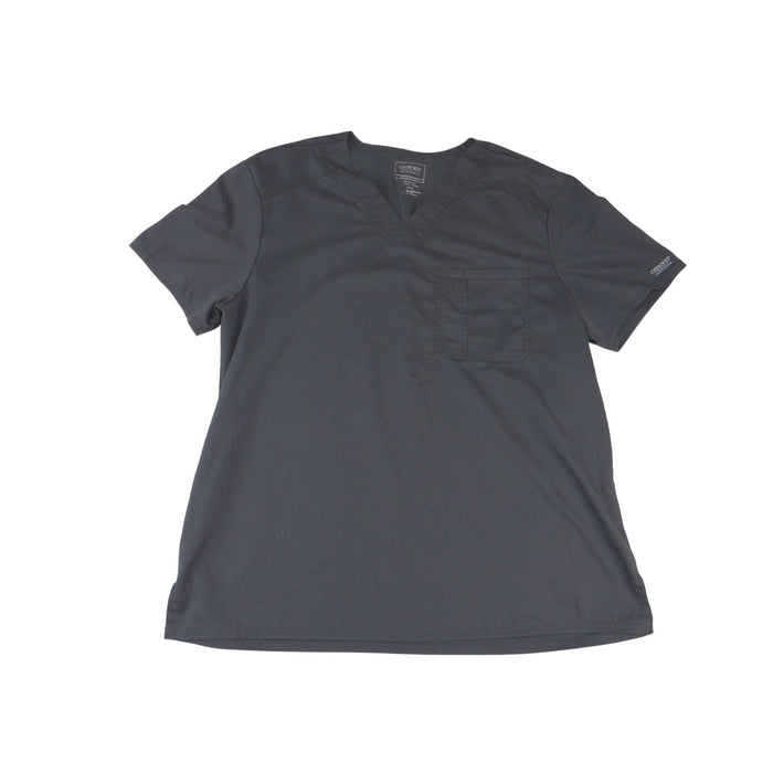Cherokee Workwear Revolution Scrub Top Mens Large Gray V Neck WW670 40490