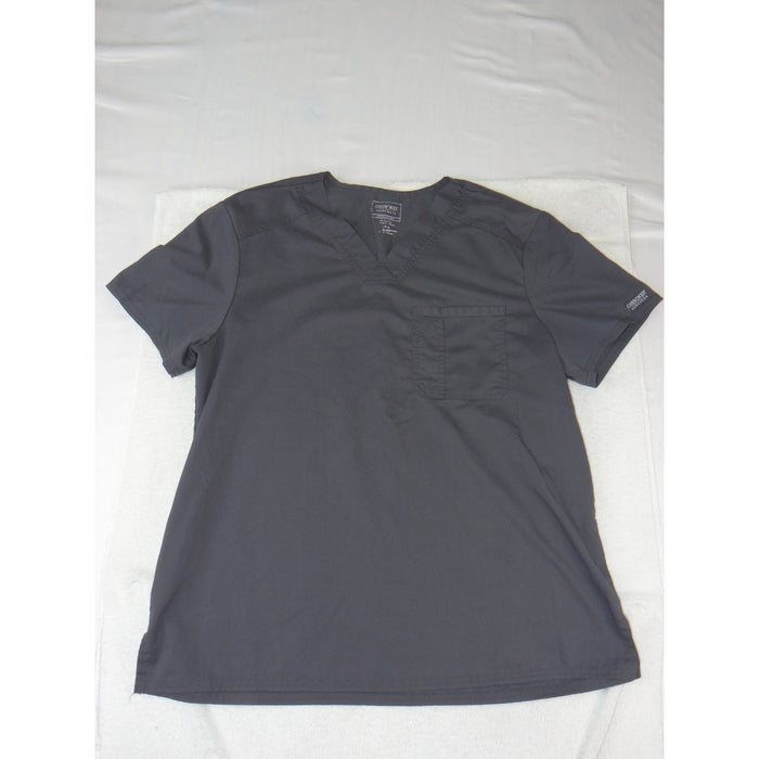 Cherokee Workwear Revolution Scrub Top Mens Large Gray V Neck WW670 40492