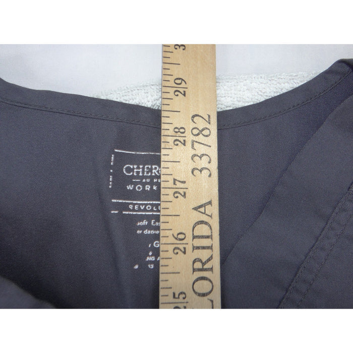 Cherokee Workwear Revolution Scrub Top Mens Large Gray V Neck WW670 40495