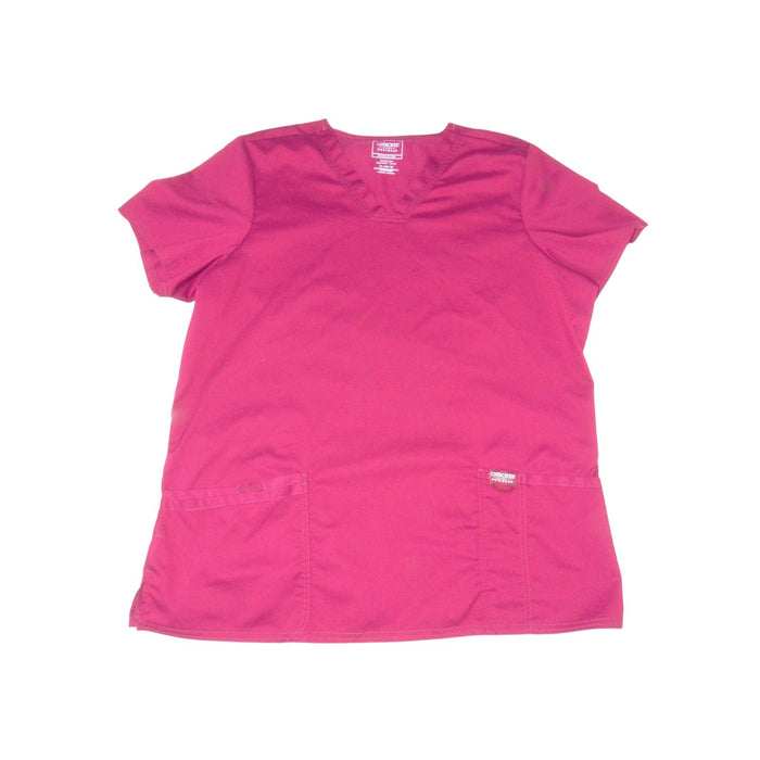 Cherokee Workwear Revolution Scrub Top XL Wine Burgundy V Neck Stretch 34010