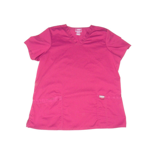 Cherokee Workwear Revolution Scrub Top XL Wine Burgundy V Neck Stretch 34010