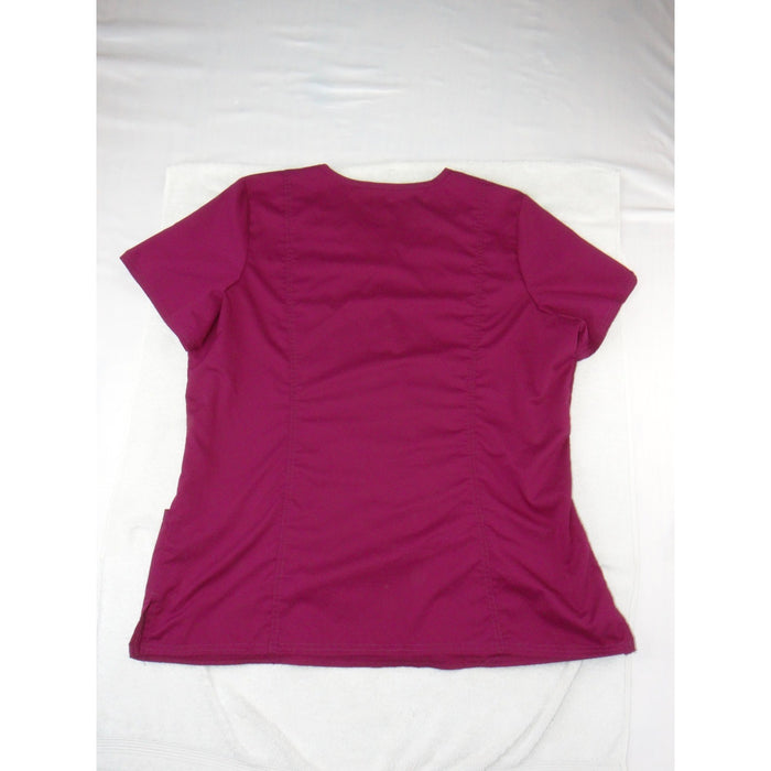Cherokee Workwear Revolution Scrub Top XL Wine Burgundy V Neck Stretch 34011