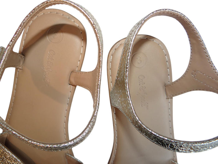 Chic Gold Metallic Bow Sandals2
