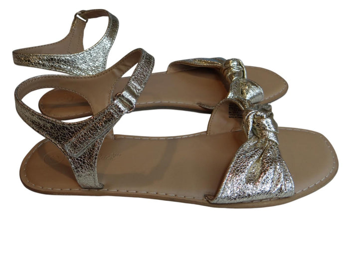 Chic Gold Metallic Bow Sandals6