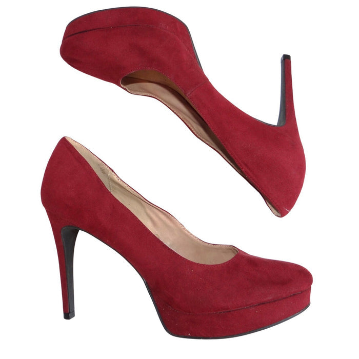 Chinese Laundry Burgundy Red Faux Suede Platform Pumps Stiletto Heels Womens 8.50