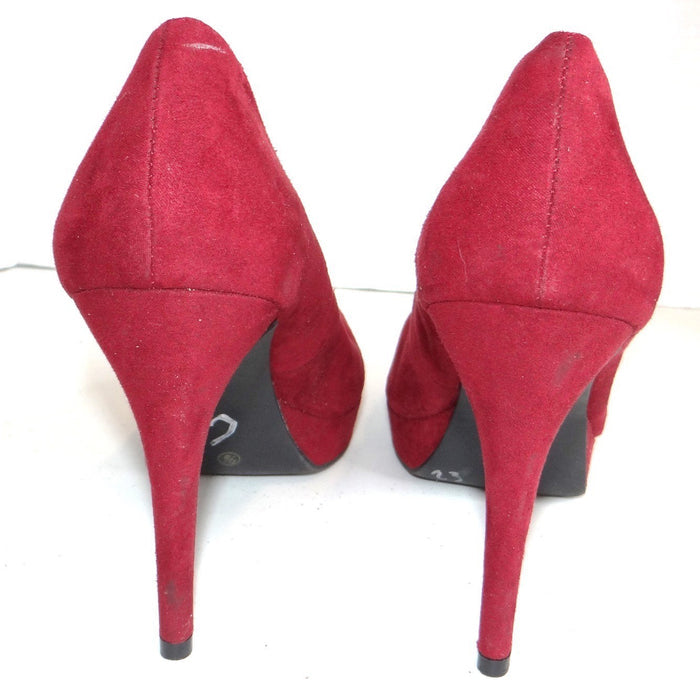 Chinese Laundry Burgundy Red Faux Suede Platform Pumps Stiletto Heels Womens 8.55