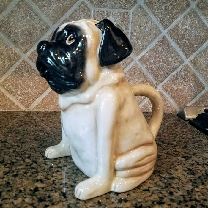 Chinese Pug Teapot Carlin Dog Animal Tea Pot Blue Sky Heather Goldminc Ceramics