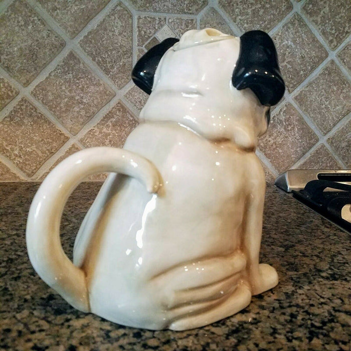 Chinese Pug Teapot Carlin Dog Animal Tea Pot Blue Sky Heather Goldminc Ceramics