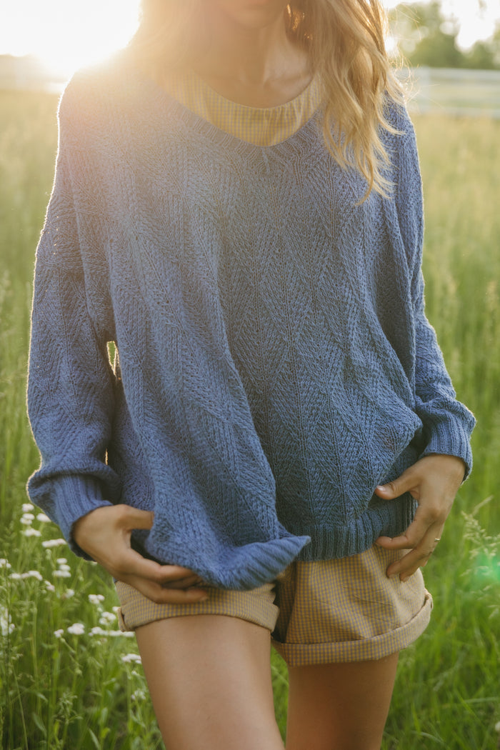 Chloe Textured V Knit Pullover in Periwinkle