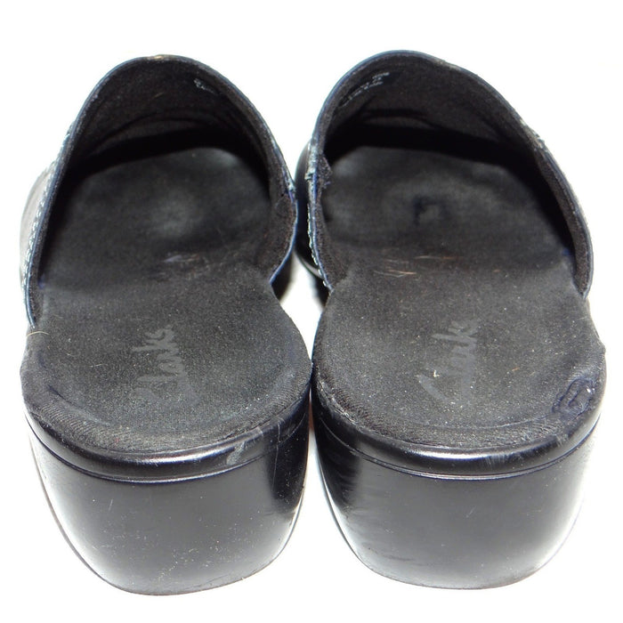 Clarks Womens Navy Leather Slip On Clogs Mules Shoes Size 7 M Style 846 163
