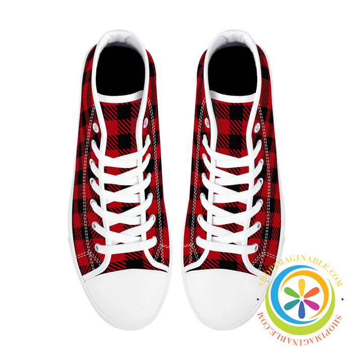 Classic Red Plaid Ladies High Top Canvas Shoes