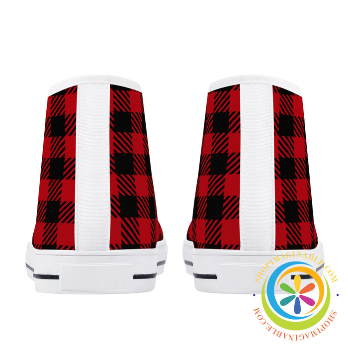 Classic Red Plaid Ladies High Top Canvas Shoes