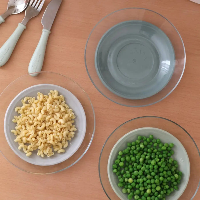 Coffret de 3 assiettes en verre Béaba x Duralex – Misty Green
