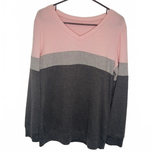 Color Block V Neck Sweater by Unknown Brand   Women's Size S0