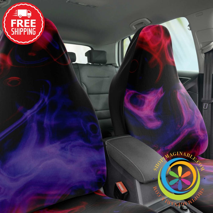 Colorful Purple Pink Smoke Black Car Seat Covers Pair-ShopImaginable.com