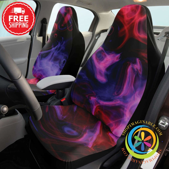 Colorful Purple Pink Smoke Black Car Seat Covers Pair-ShopImaginable.com