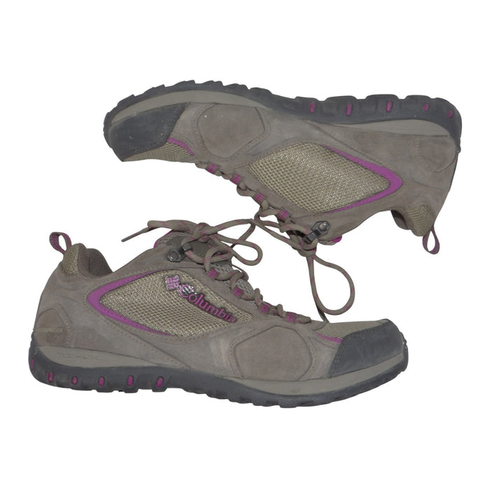 Columbia Womens YL5379 227 Brown Purple Suede Mesh Low Top Hiking Shoes Size 90