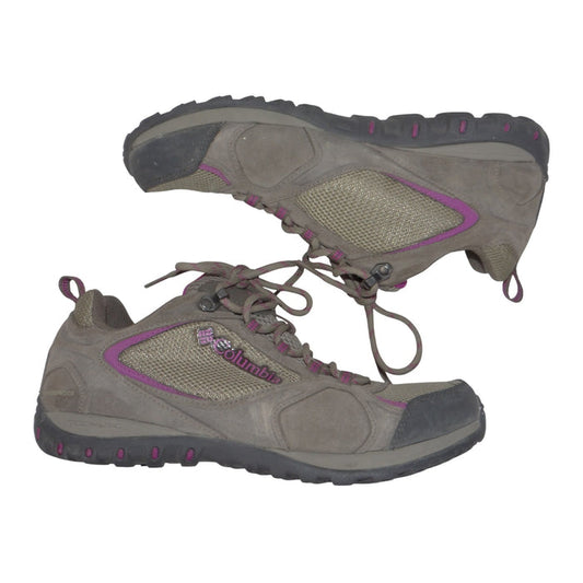 Columbia Womens YL5379 227 Brown Purple Suede Mesh Low Top Hiking Shoes Size 90