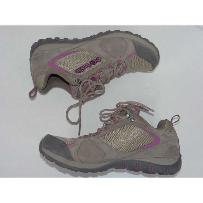 Columbia Womens YL5379 227 Brown Purple Suede Mesh Low Top Hiking Shoes Size 91