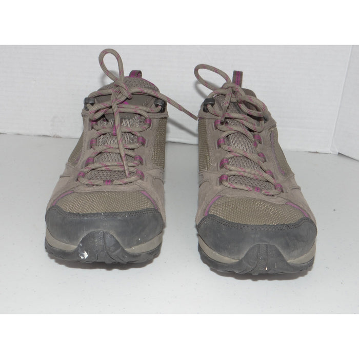 Columbia Womens YL5379 227 Brown Purple Suede Mesh Low Top Hiking Shoes Size 95