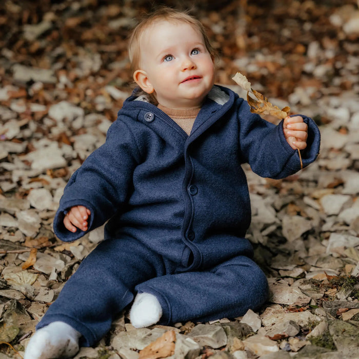 Combinaison bébé en laine bouillie Disana - Indigo