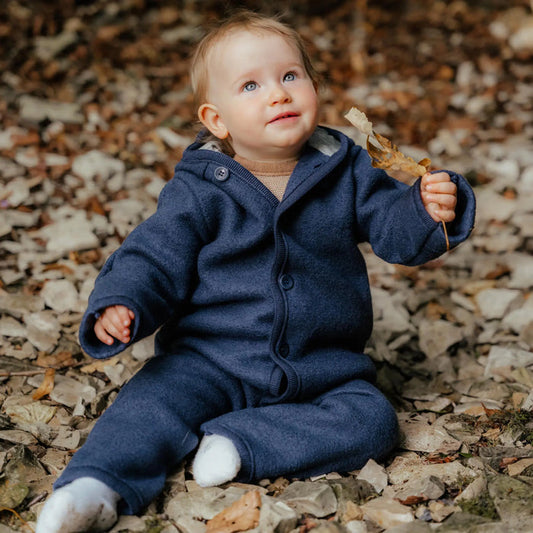 Combinaison bébé en laine bouillie Disana - Indigo