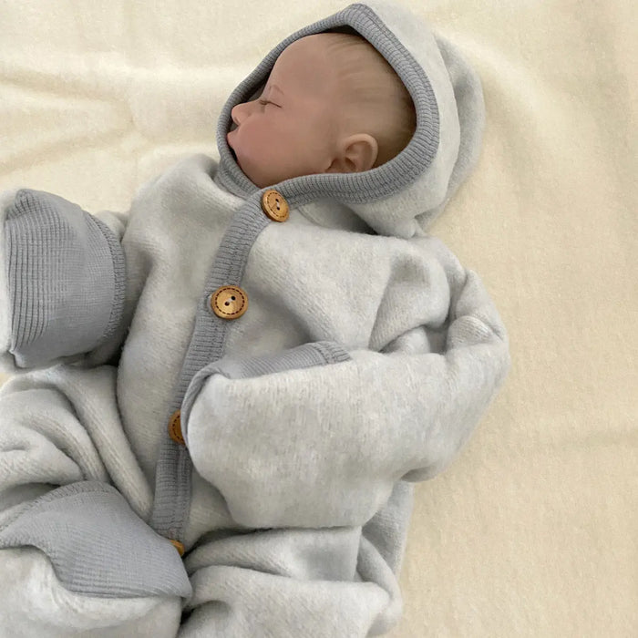 Combinaison bébé en polaire de laine et coton bio Cosilana - Gris