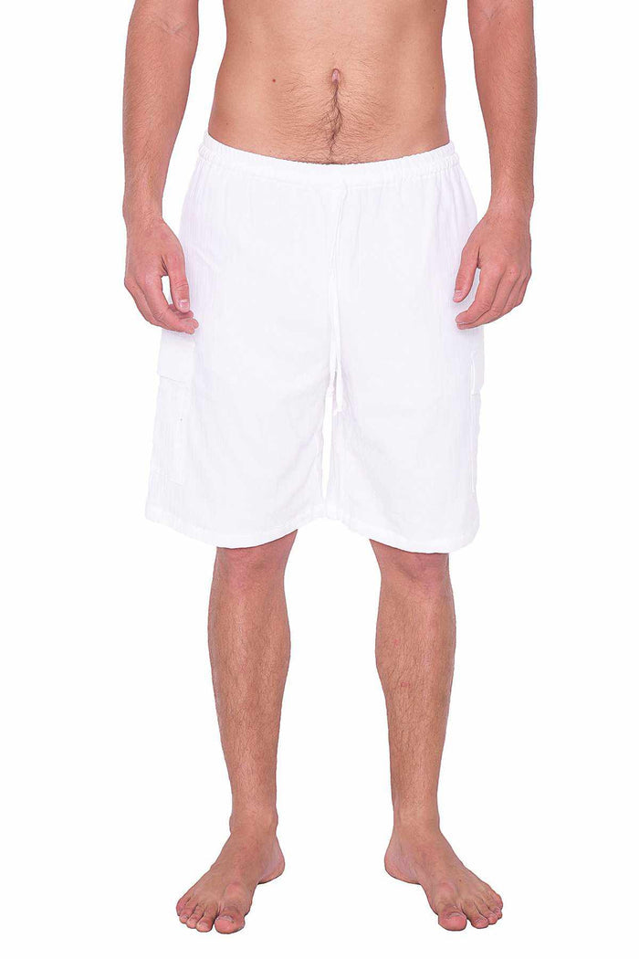 COMFY LOOSE WHITE COTTON SHORTS - Lannaclothesdesign Shop