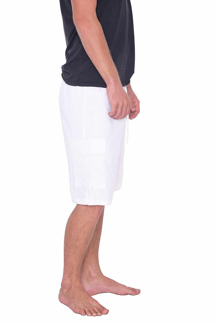 COMFY LOOSE WHITE COTTON SHORTS - Lannaclothesdesign Shop