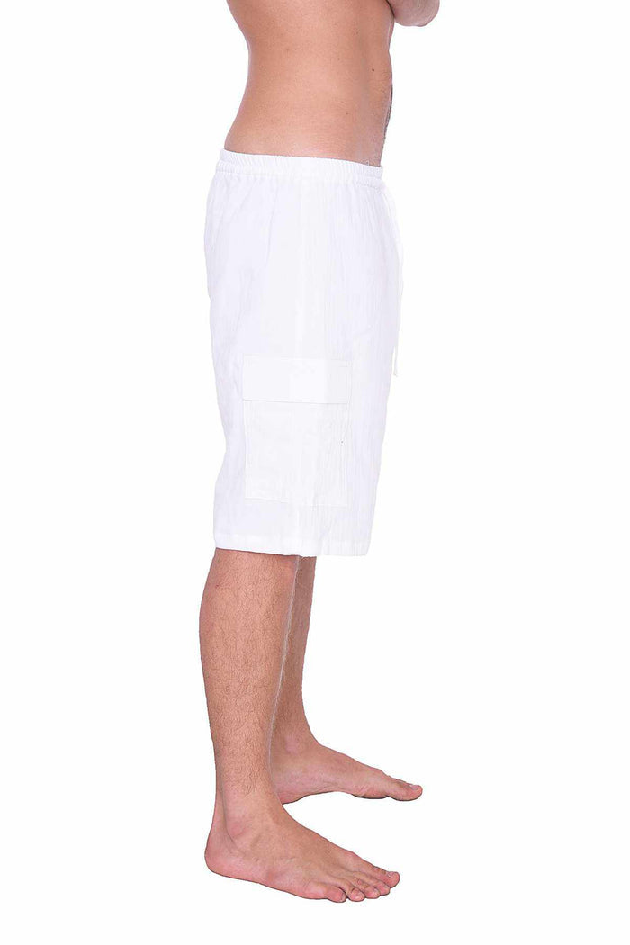 COMFY LOOSE WHITE COTTON SHORTS - Lannaclothesdesign Shop